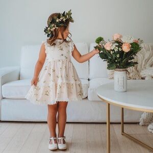 NWT Love and Grow Sweet Magnolia Spring Floral Soft Peach Dress 10Y